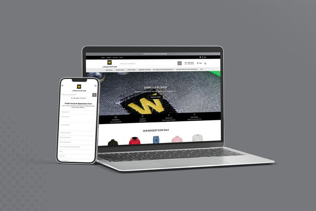 Website design for Workwear in Eye, Suffolk